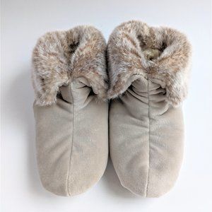 Restoration Hardware Plush Faux Fur Bootie Slippers